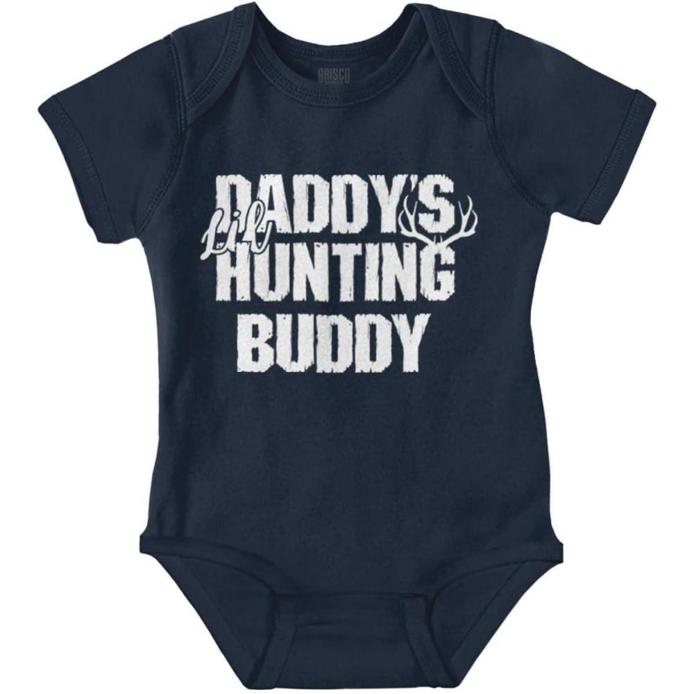 imageBrisco Brands Fathers Day Daddys Lil Hunting Buddy Baby Romper Boys or GirlsNavy