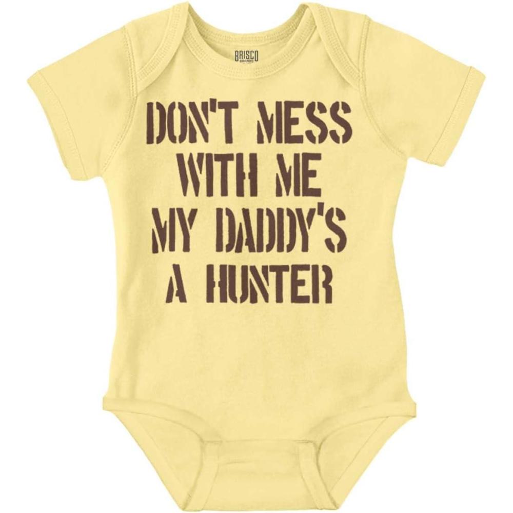 imageBrisco Brands Funny Dont Mess with Me Daddy Hunts Baby Bodysuit Jumper GirlsBanana