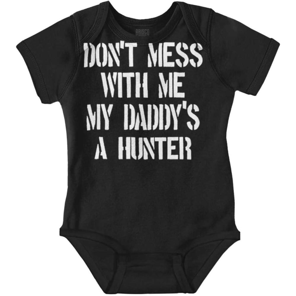 imageBrisco Brands Funny Dont Mess with Me Daddy Hunts Baby Bodysuit Jumper GirlsBlack