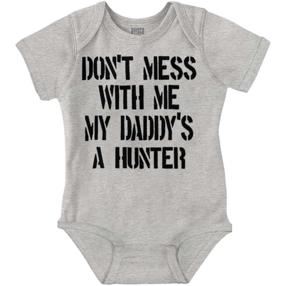 imageBrisco Brands Funny Dont Mess with Me Daddy Hunts Baby Bodysuit Jumper GirlsHeather