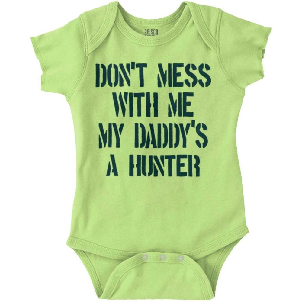 imageBrisco Brands Funny Dont Mess with Me Daddy Hunts Baby Bodysuit Jumper GirlsKey Lime
