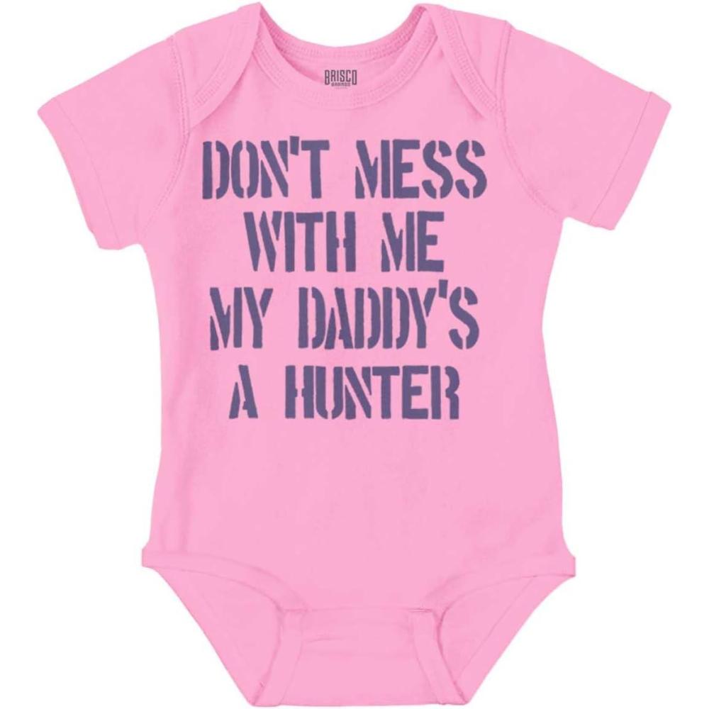 imageBrisco Brands Funny Dont Mess with Me Daddy Hunts Baby Bodysuit Jumper GirlsPink