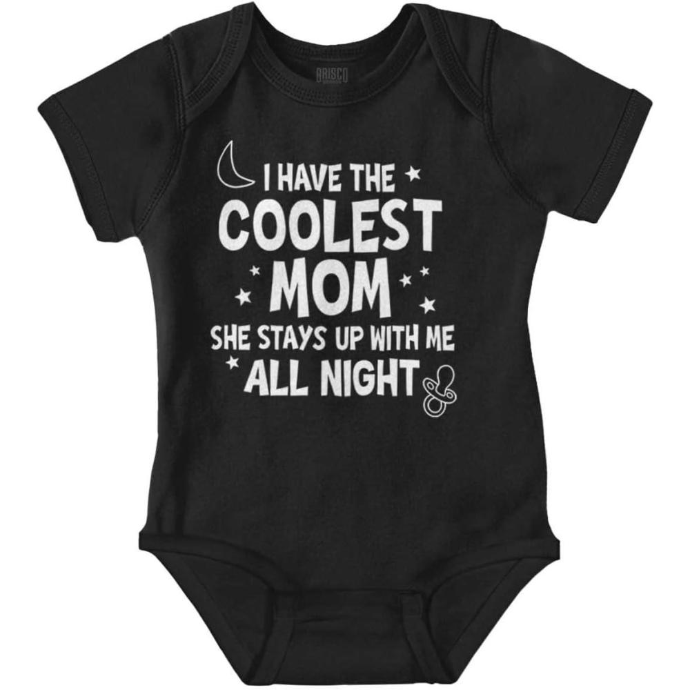 imageBrisco Brands Funny Little Ones Coolest Mom Cute Baby Romper Boys or GirlsBlack