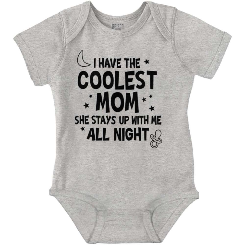 imageBrisco Brands Funny Little Ones Coolest Mom Cute Baby Romper Boys or GirlsHeather