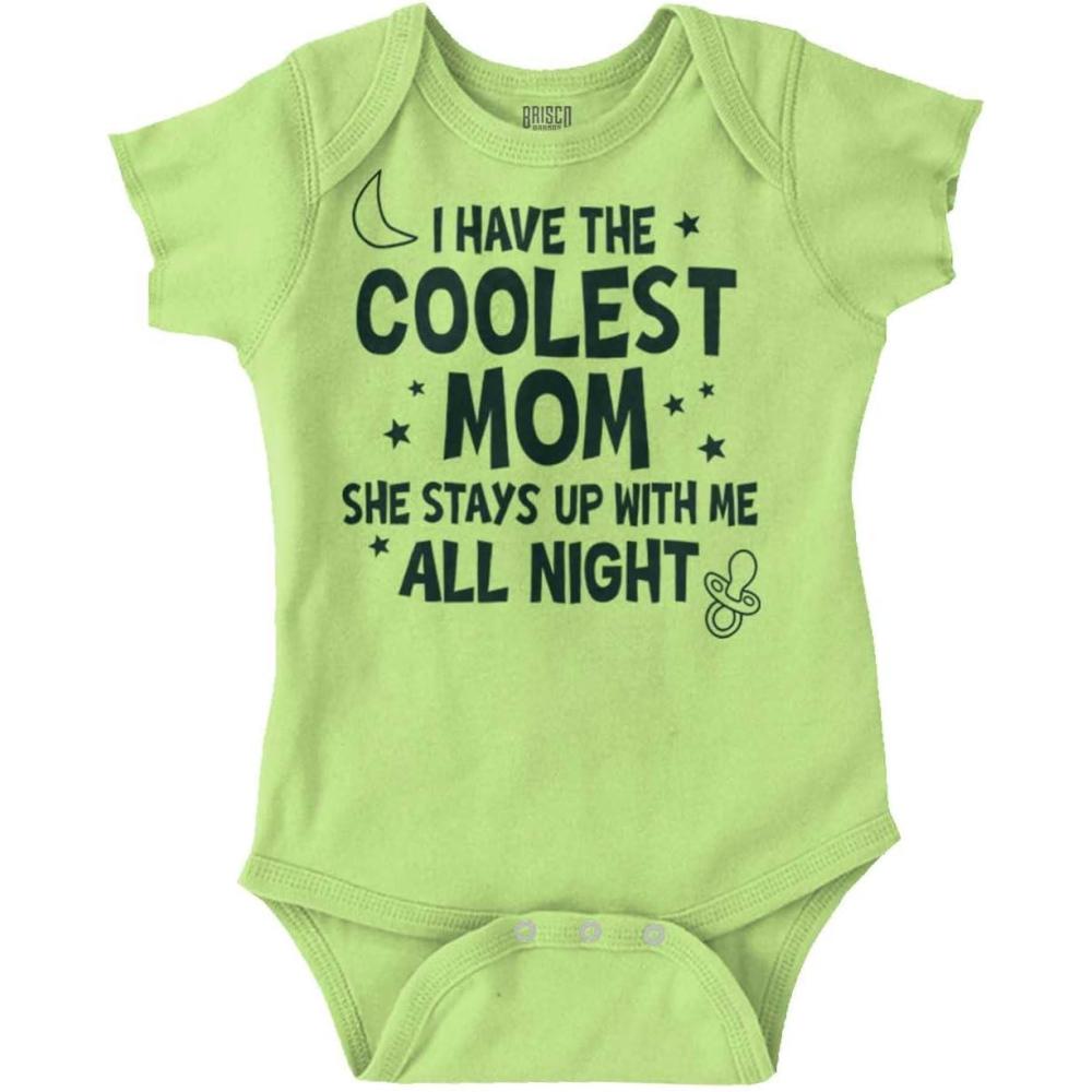 imageBrisco Brands Funny Little Ones Coolest Mom Cute Baby Romper Boys or GirlsKey Lime
