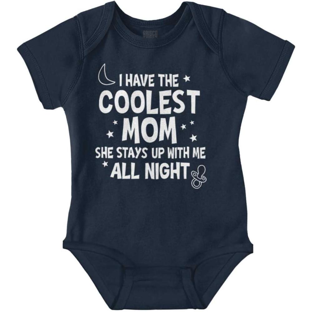 imageBrisco Brands Funny Little Ones Coolest Mom Cute Baby Romper Boys or GirlsNavy