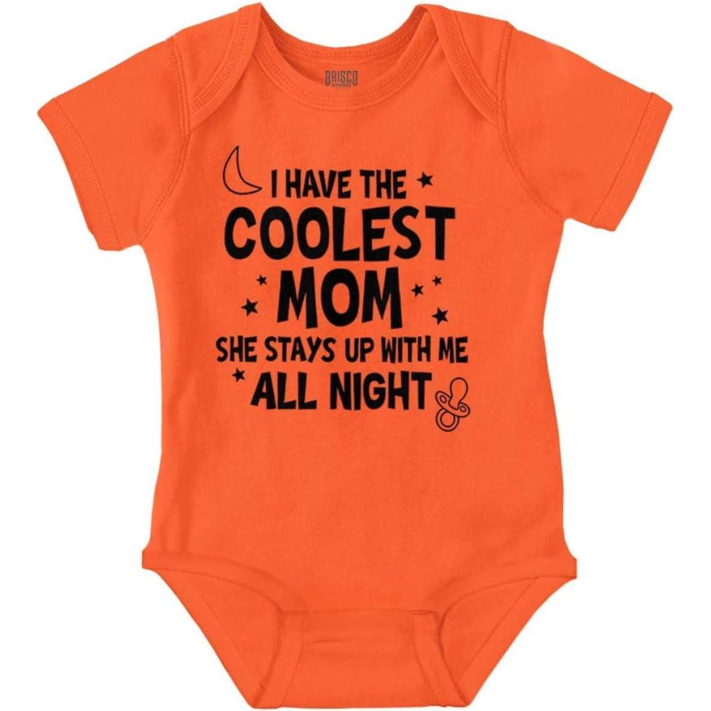 imageBrisco Brands Funny Little Ones Coolest Mom Cute Baby Romper Boys or GirlsOrange