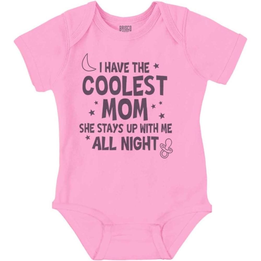 imageBrisco Brands Funny Little Ones Coolest Mom Cute Baby Romper Boys or GirlsPink