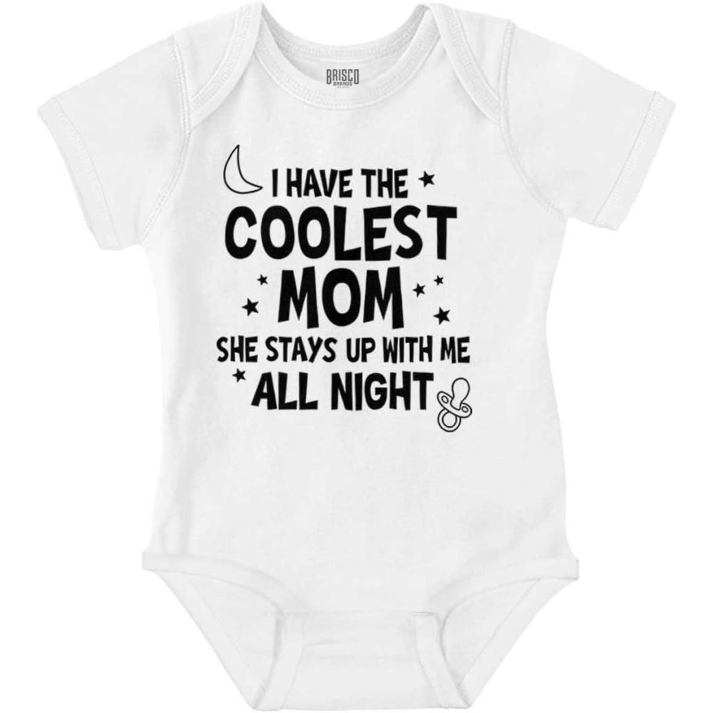 imageBrisco Brands Funny Little Ones Coolest Mom Cute Baby Romper Boys or GirlsWhite