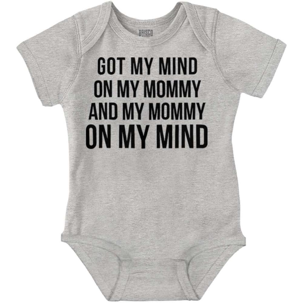 imageBrisco Brands Funny Mommy on my Mind Hip Hop Baby Romper Boys or GirlsHeather