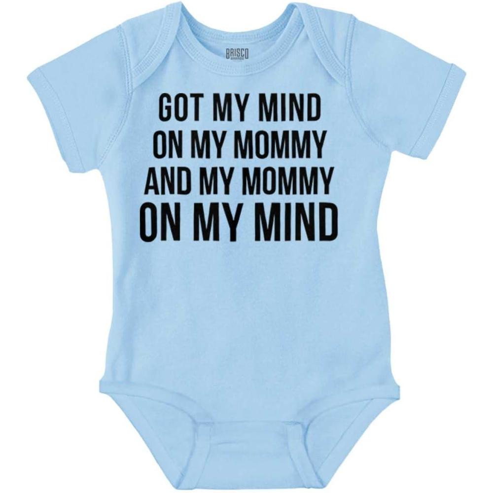 imageBrisco Brands Funny Mommy on my Mind Hip Hop Baby Romper Boys or GirlsLight Blue
