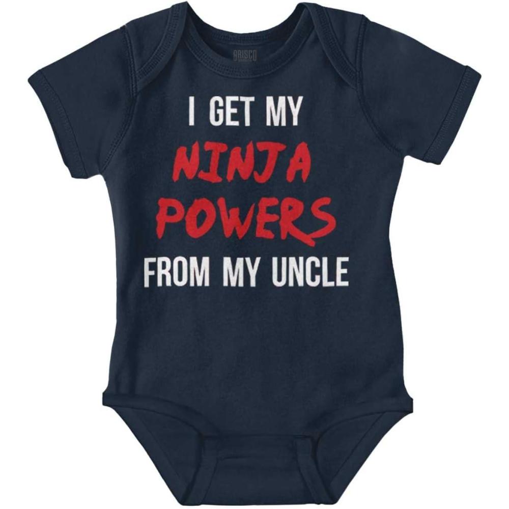 imageBrisco Brands Get My Ninja Powers From My Uncle Baby Romper Boys or GirlsNavy