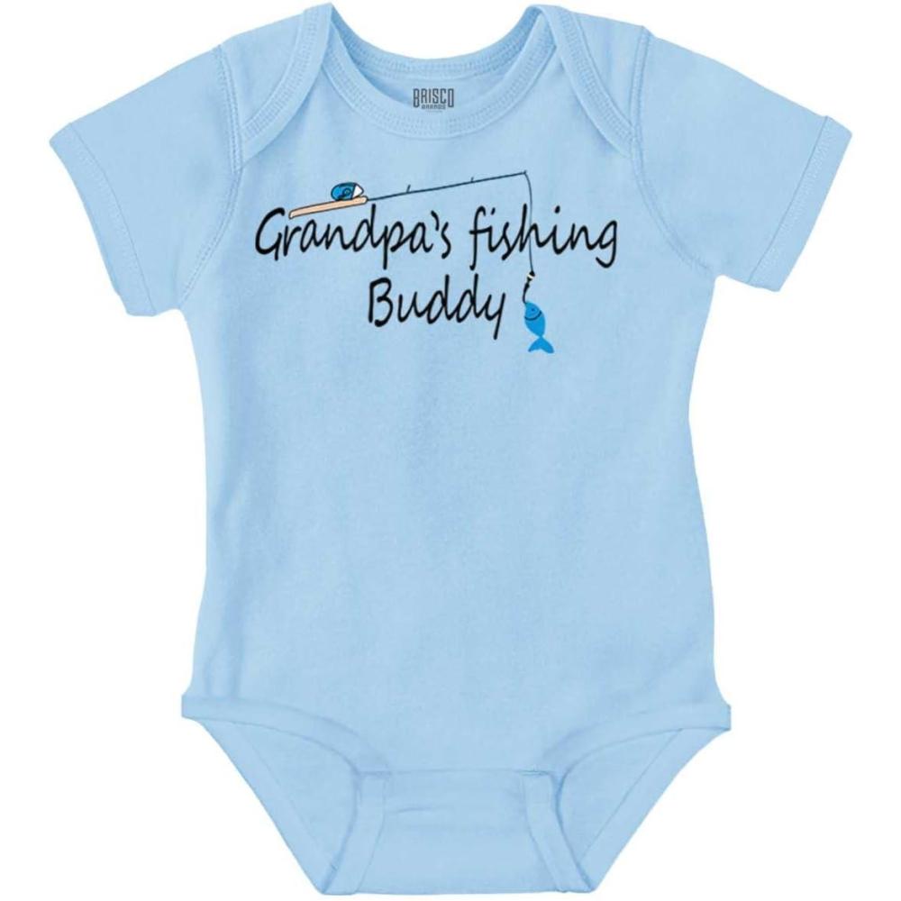 imageBrisco Brands Grandpa Fishing Buddy Grandchild Cute Baby Romper Boys or GirlsLight Blue