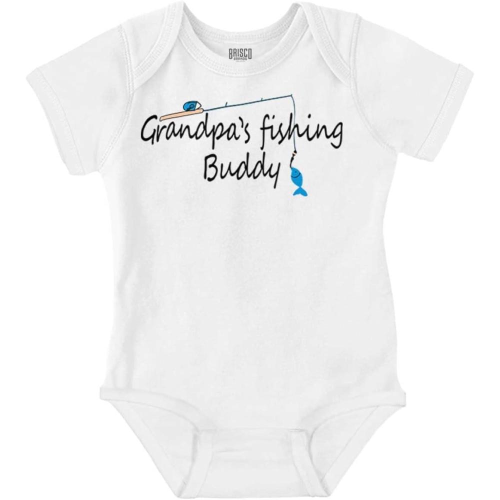 imageBrisco Brands Grandpa Fishing Buddy Grandchild Cute Baby Romper Boys or GirlsWhite