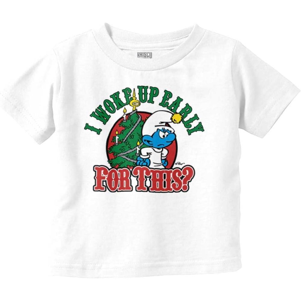 imageBrisco Brands Grumpy Smurf Christmas Xmas Tree Toddler Boy Girl T ShirtWhite