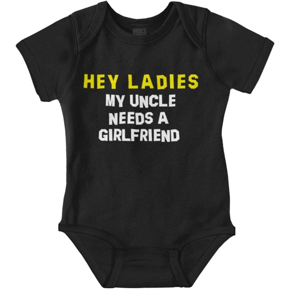 imageBrisco Brands Hey Ladies Uncle Needs A Girlfriend Baby Romper Boys or GirlsBlack