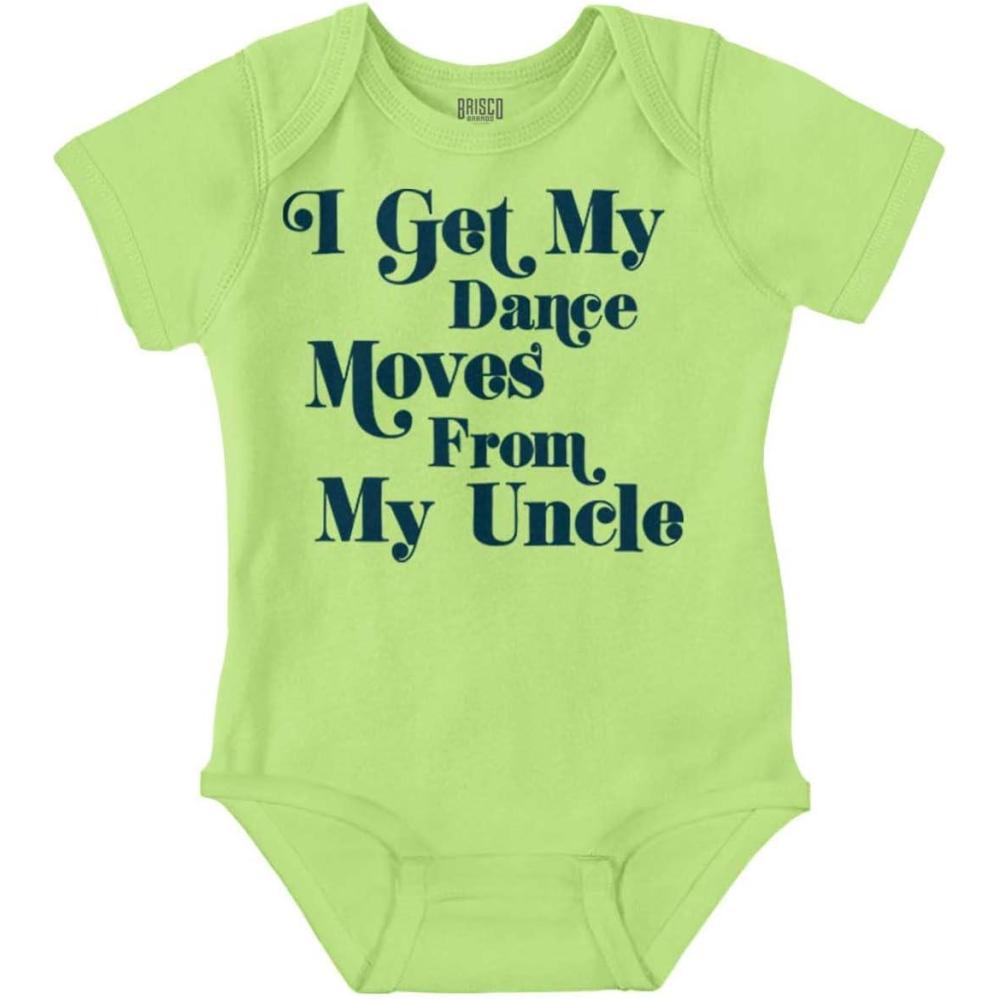 imageBrisco Brands I Get My Dance Moves From My Uncle Baby Romper Boys or GirlsKey Lime