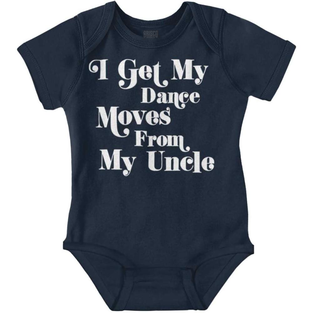 imageBrisco Brands I Get My Dance Moves From My Uncle Baby Romper Boys or GirlsNavy