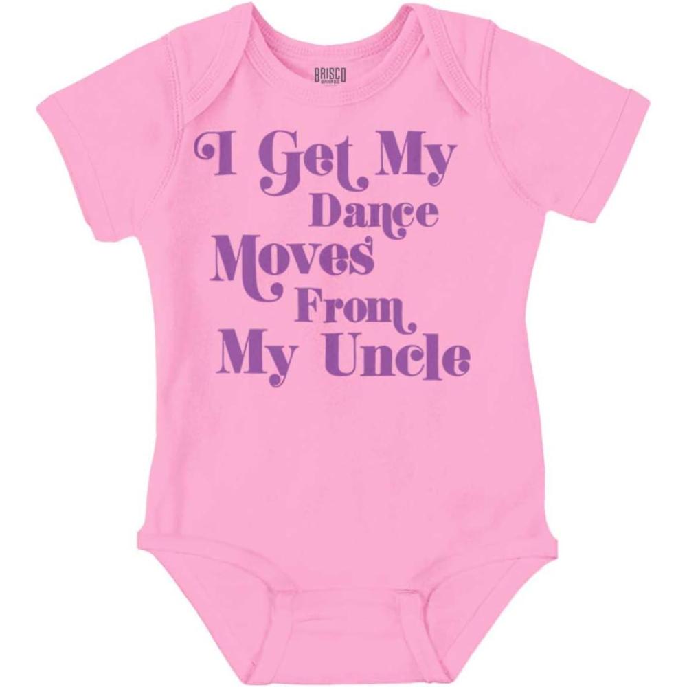 imageBrisco Brands I Get My Dance Moves From My Uncle Baby Romper Boys or GirlsPink