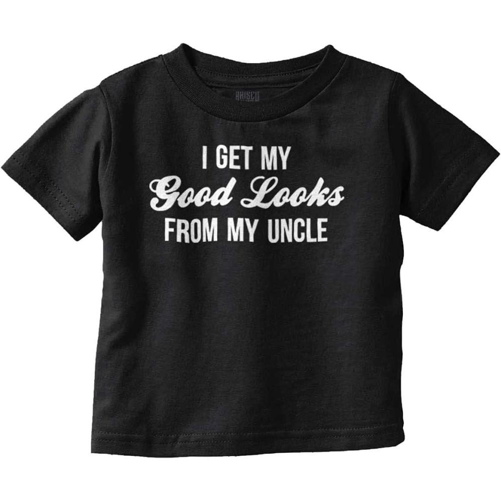 imageBrisco Brands I Get My Good Looks from My Uncle Toddler Boy Girl T ShirtBlack