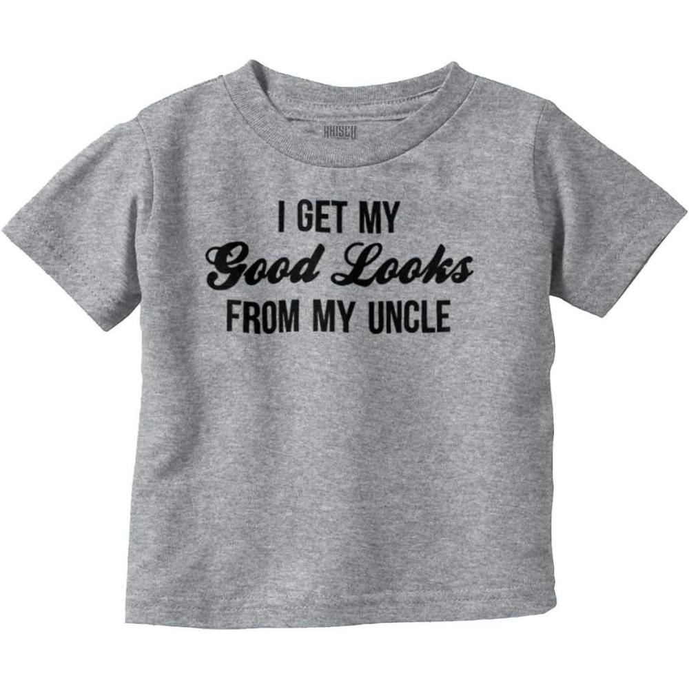 imageBrisco Brands I Get My Good Looks from My Uncle Toddler Boy Girl T ShirtHeather