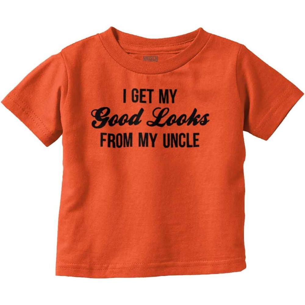 imageBrisco Brands I Get My Good Looks from My Uncle Toddler Boy Girl T ShirtOrange