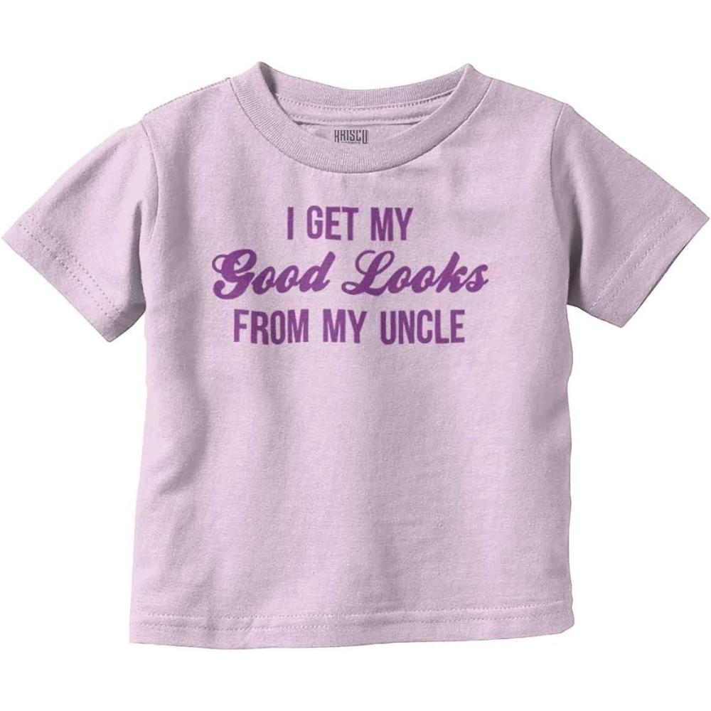 imageBrisco Brands I Get My Good Looks from My Uncle Toddler Boy Girl T ShirtPink