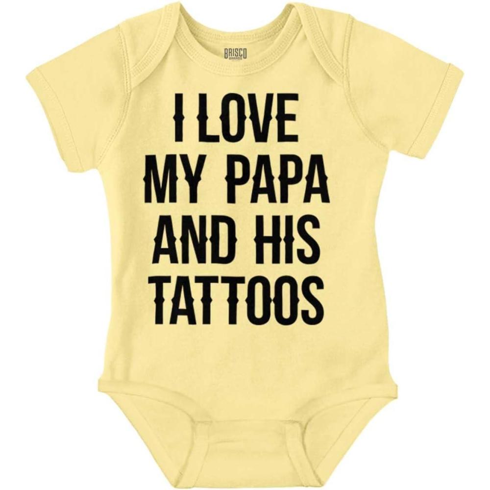 imageBrisco Brands I Love My Papa And His Tattoos Baby Romper Boys or GirlsBanana