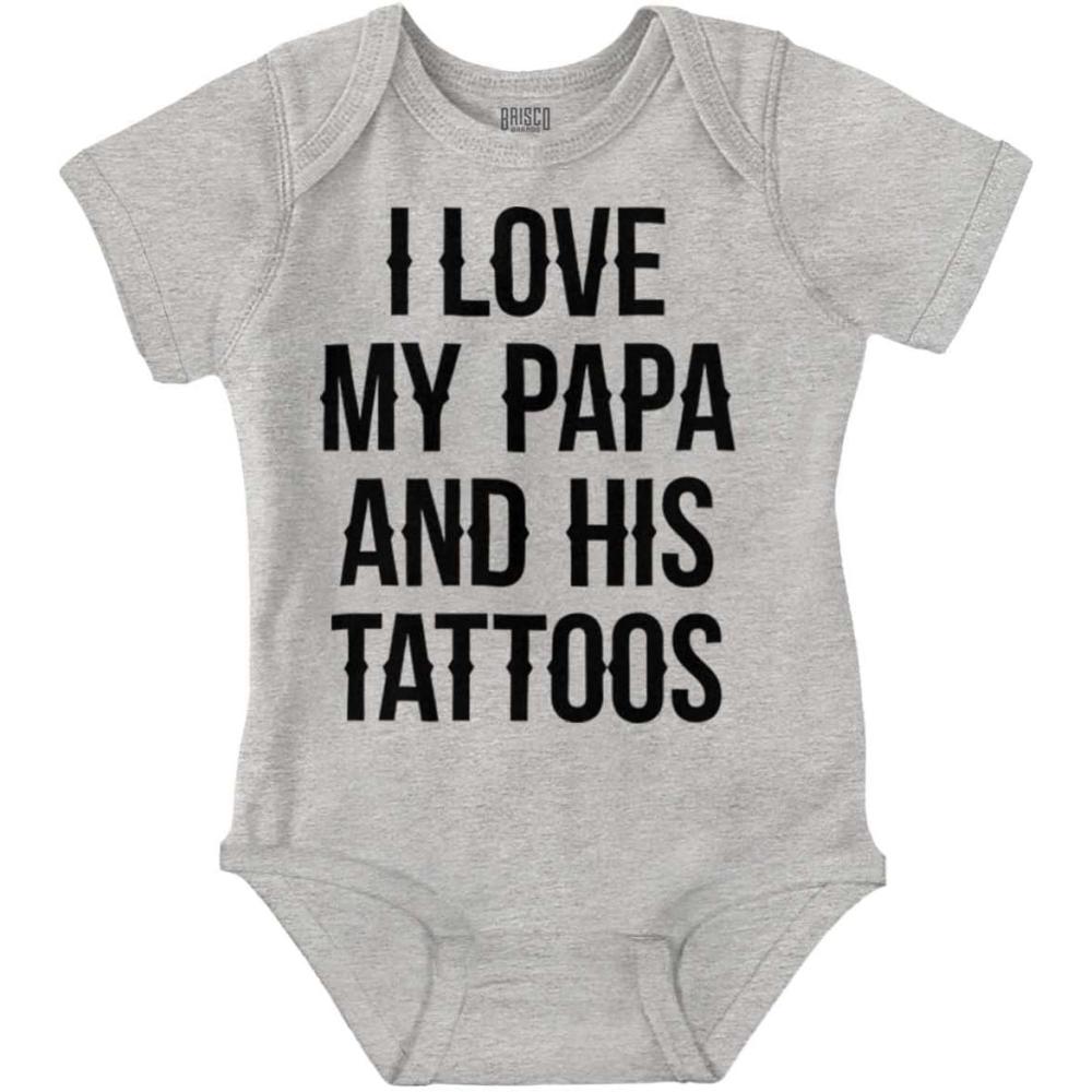 imageBrisco Brands I Love My Papa And His Tattoos Baby Romper Boys or GirlsHeather