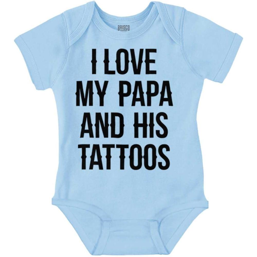imageBrisco Brands I Love My Papa And His Tattoos Baby Romper Boys or GirlsLight Blue