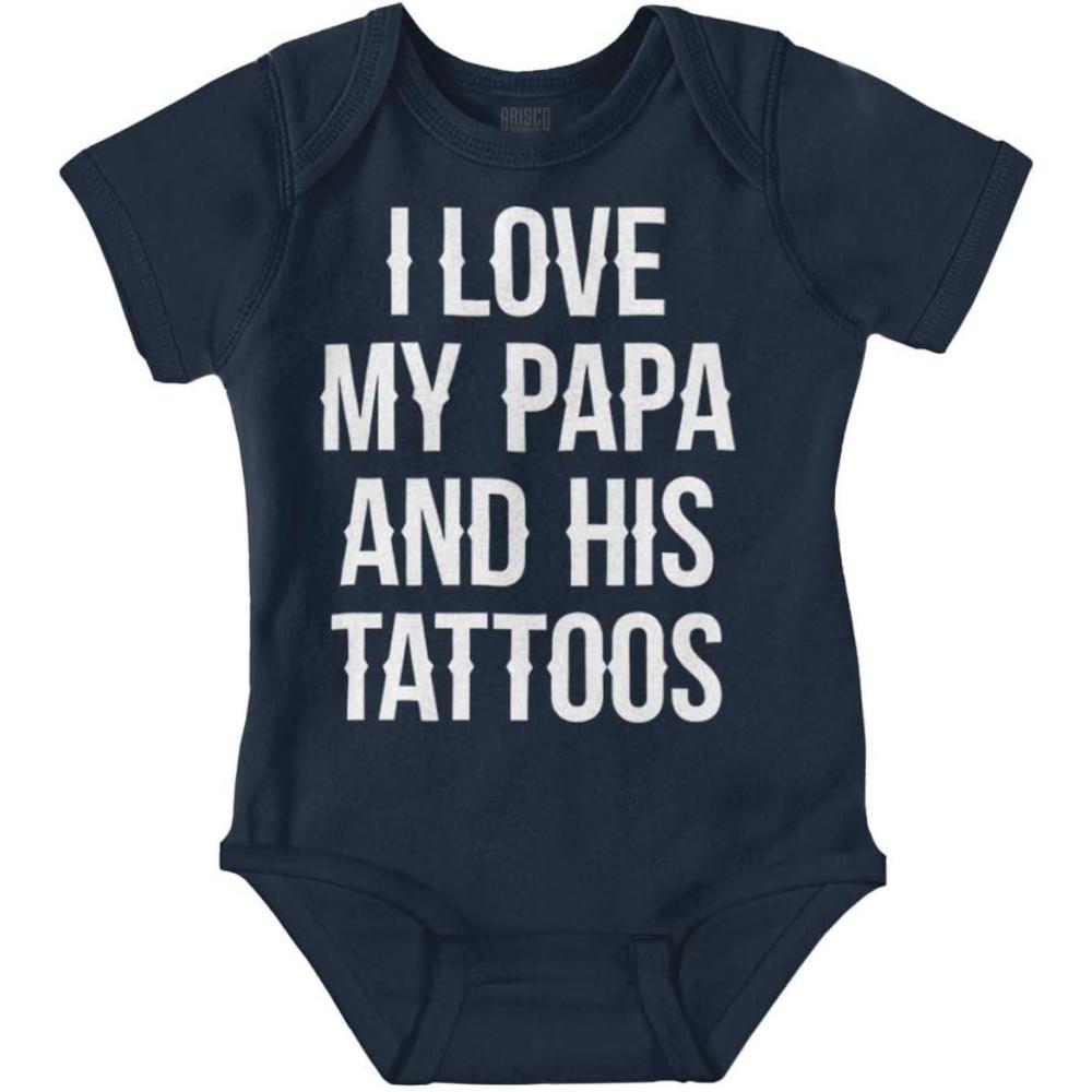 imageBrisco Brands I Love My Papa And His Tattoos Baby Romper Boys or GirlsNavy