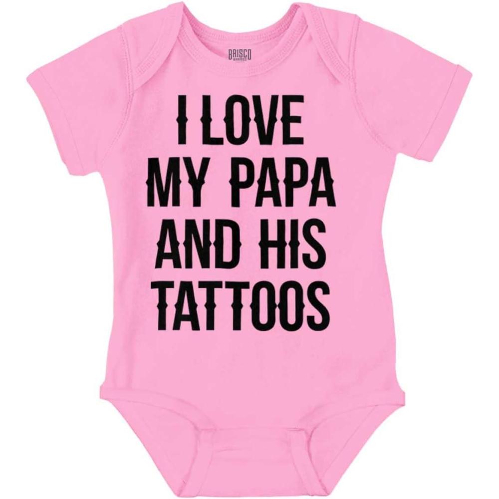 imageBrisco Brands I Love My Papa And His Tattoos Baby Romper Boys or GirlsPink