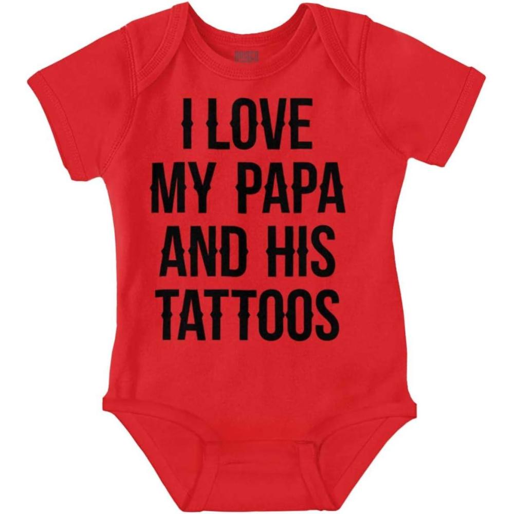 imageBrisco Brands I Love My Papa And His Tattoos Baby Romper Boys or GirlsRed