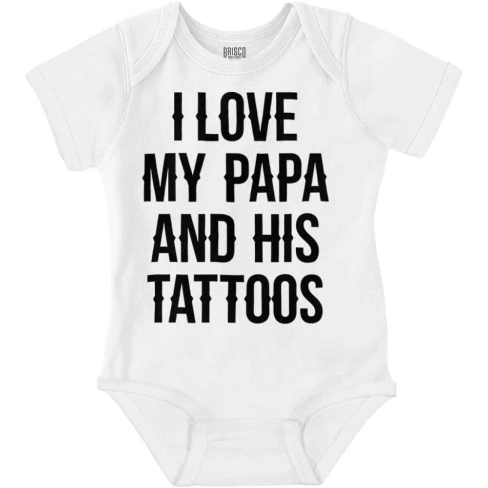 imageBrisco Brands I Love My Papa And His Tattoos Baby Romper Boys or GirlsWhite