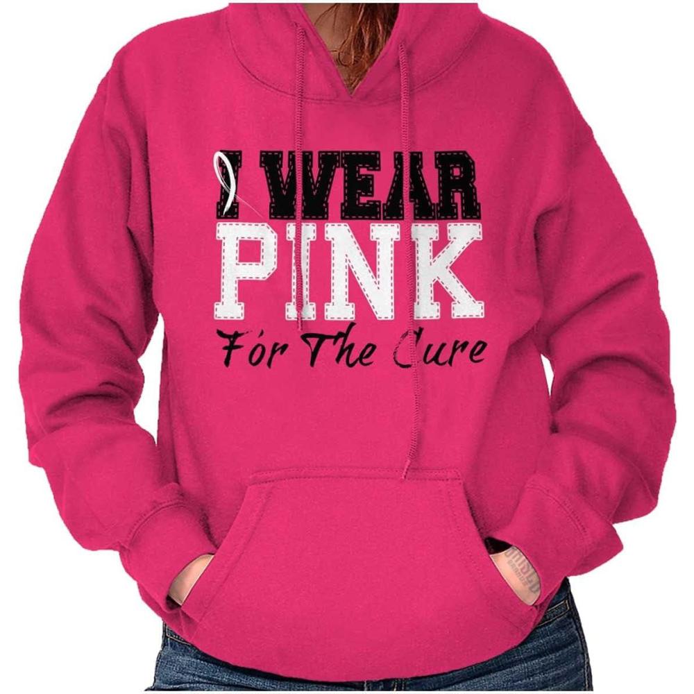 imageBrisco Brands I Wear Pink For The Cure Warrior Hoodie Sweatshirt WomenHeliconia