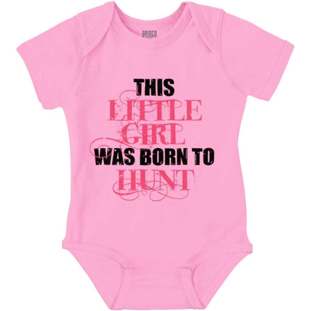 imageBrisco Brands Little One Born Hunt Deer Hunter Baby Bodysuit Jumper GirlsPink