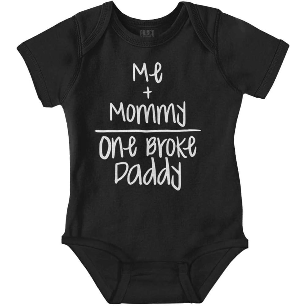 imageBrisco Brands Mommy Plus Me Equals One Broke Daddy Baby Romper Boys or GirlsBlack