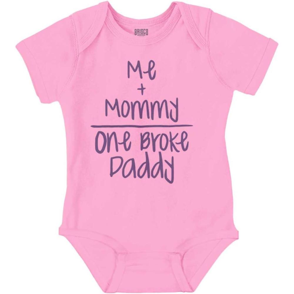 imageBrisco Brands Mommy Plus Me Equals One Broke Daddy Baby Romper Boys or GirlsPink