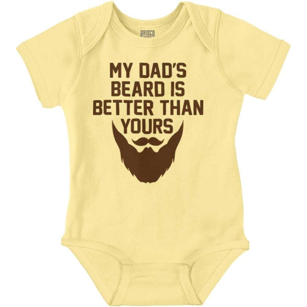 imageBrisco Brands My Dads Beard is Better Than Yours Baby Romper Boys or GirlsBanana