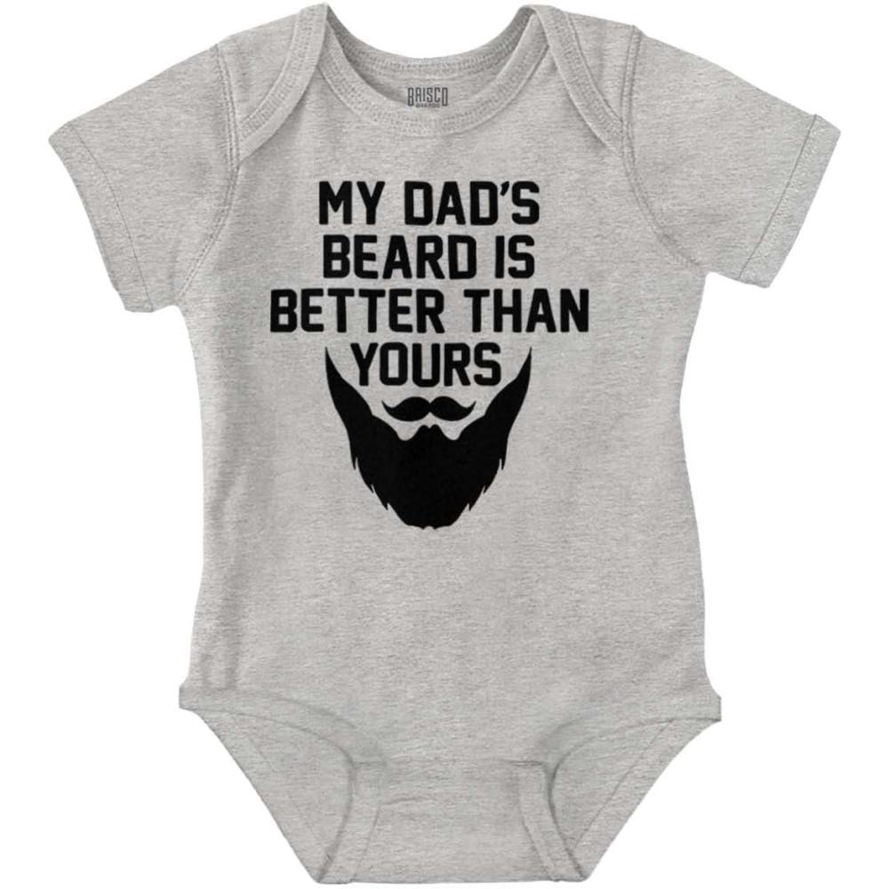 imageBrisco Brands My Dads Beard is Better Than Yours Baby Romper Boys or GirlsHeather