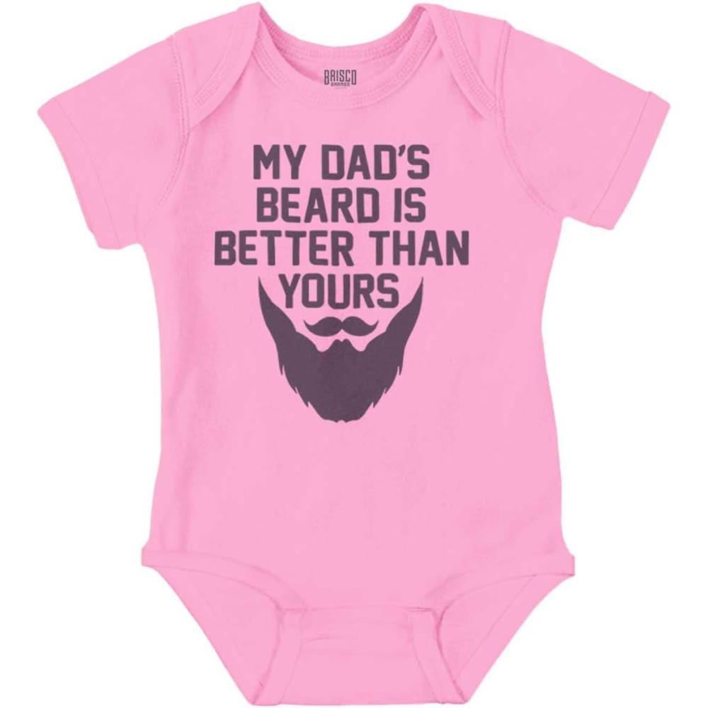 imageBrisco Brands My Dads Beard is Better Than Yours Baby Romper Boys or GirlsPink