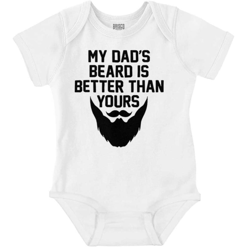 imageBrisco Brands My Dads Beard is Better Than Yours Baby Romper Boys or GirlsWhite