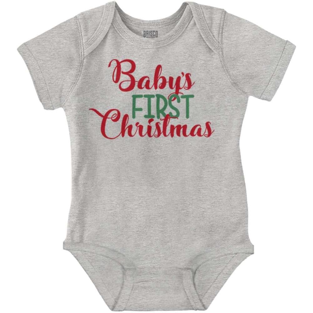 imageBrisco Brands My First Christmas Son Daughter Baby Romper Boys or GirlsHeather