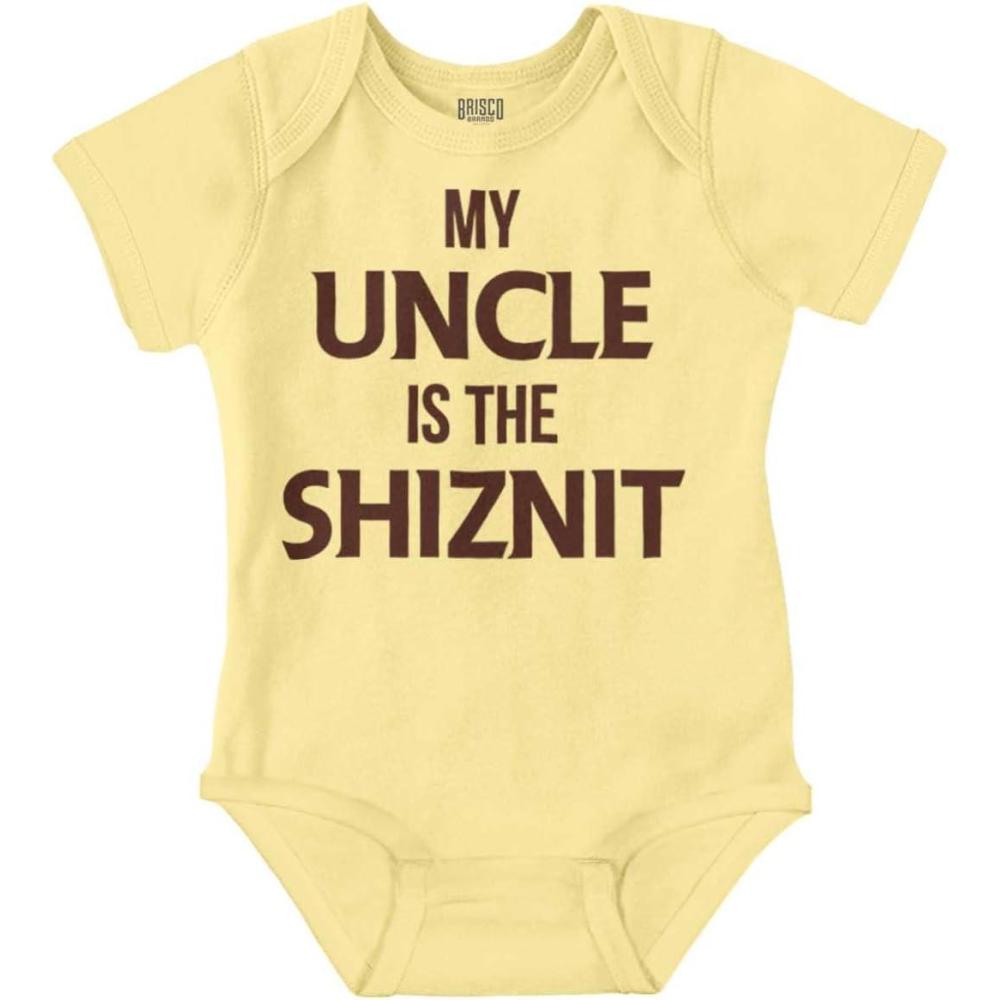 imageBrisco Brands My Uncle Is The Shiznit Baby Romper Boys or GirlsBanana