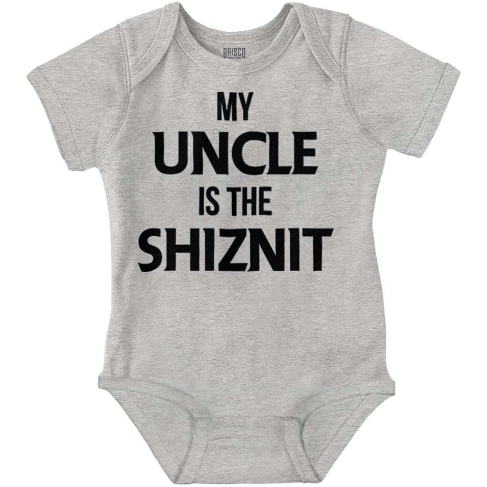 imageBrisco Brands My Uncle Is The Shiznit Baby Romper Boys or GirlsHeather