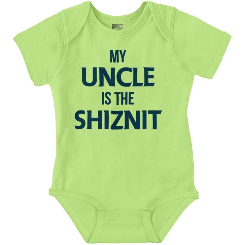 imageBrisco Brands My Uncle Is The Shiznit Baby Romper Boys or GirlsKey Lime