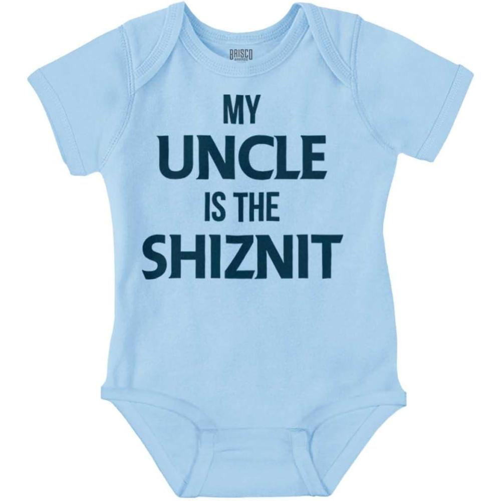 imageBrisco Brands My Uncle Is The Shiznit Baby Romper Boys or GirlsLight Blue