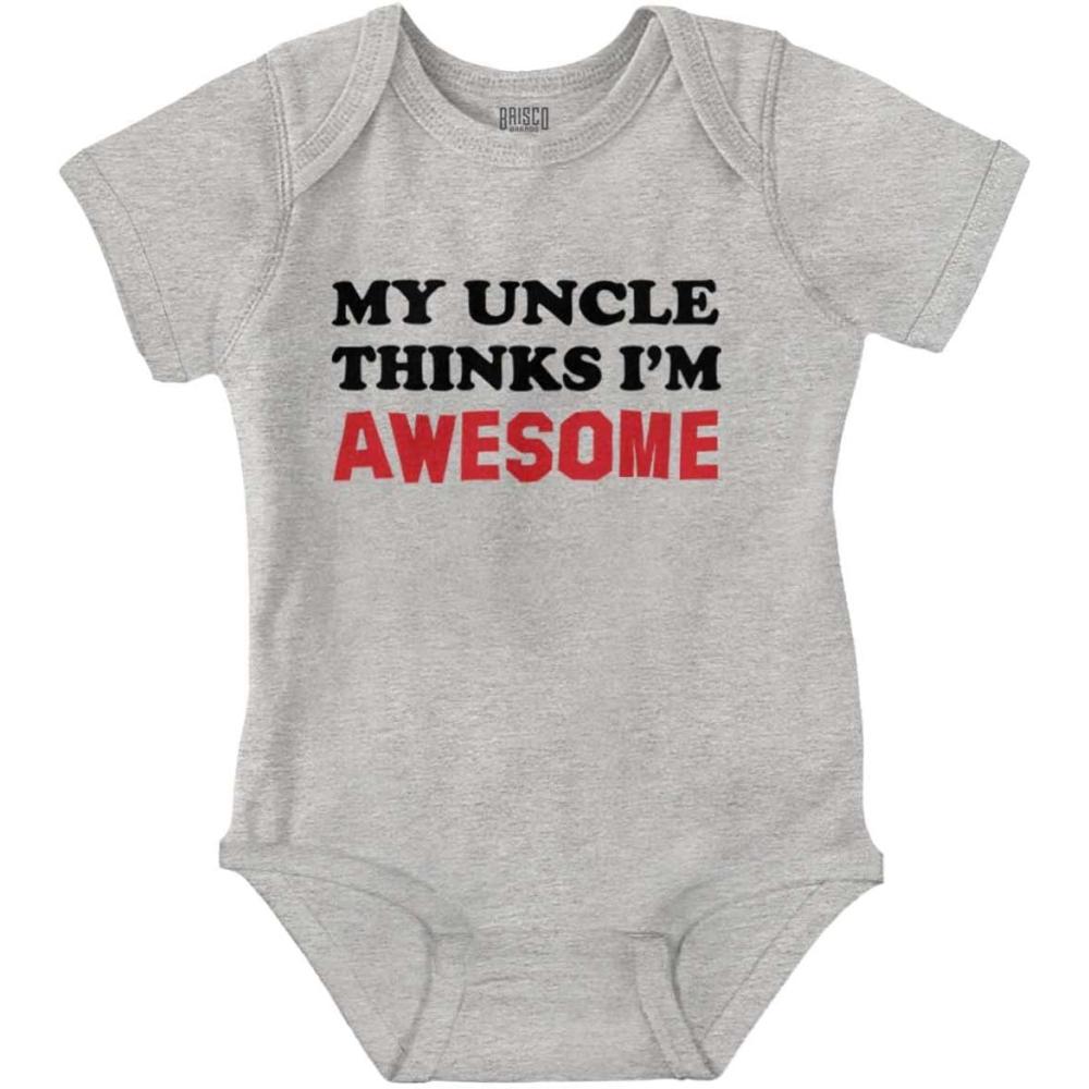imageBrisco Brands My Uncle Thinks Im Awesome Baby Romper Boys or GirlsHeather