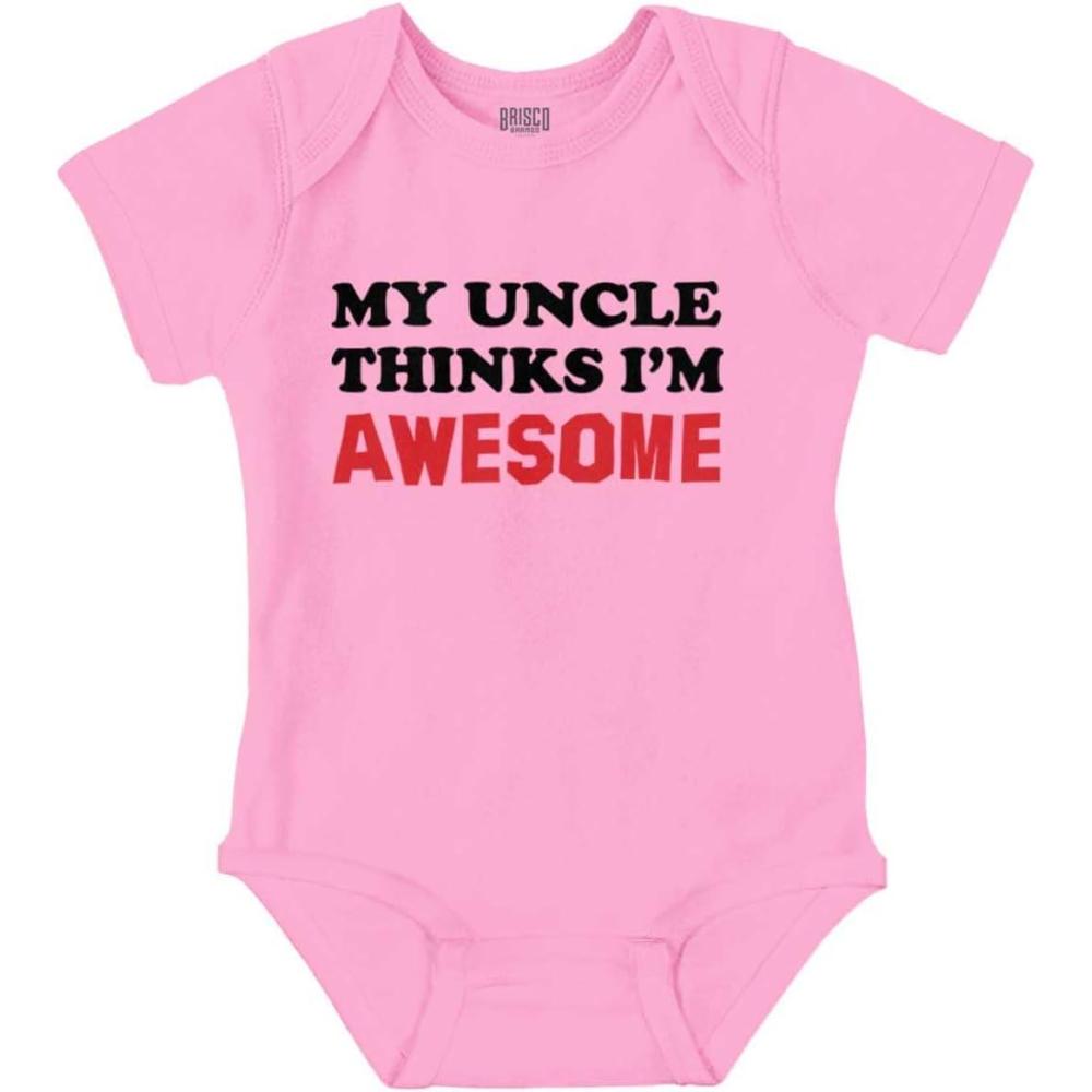 imageBrisco Brands My Uncle Thinks Im Awesome Baby Romper Boys or GirlsPink