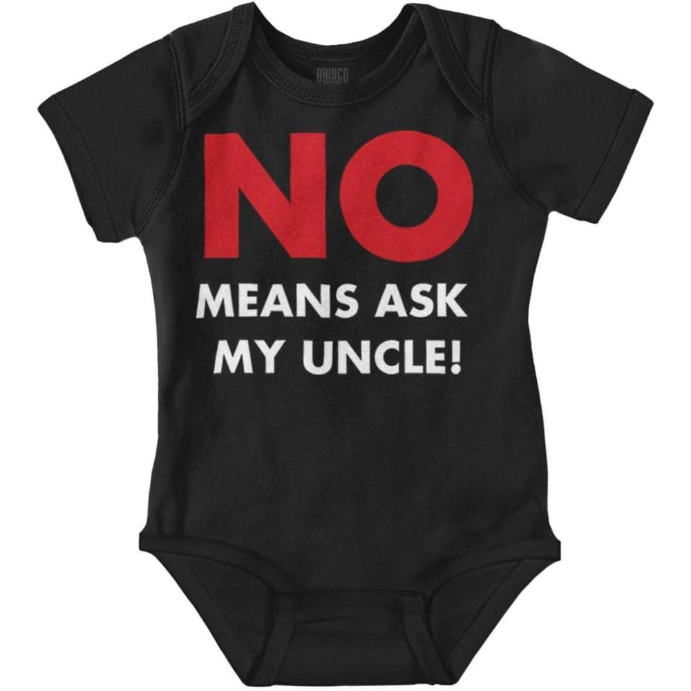 imageBrisco Brands No Means Ask My Uncle Baby Romper Boys or GirlsBlack